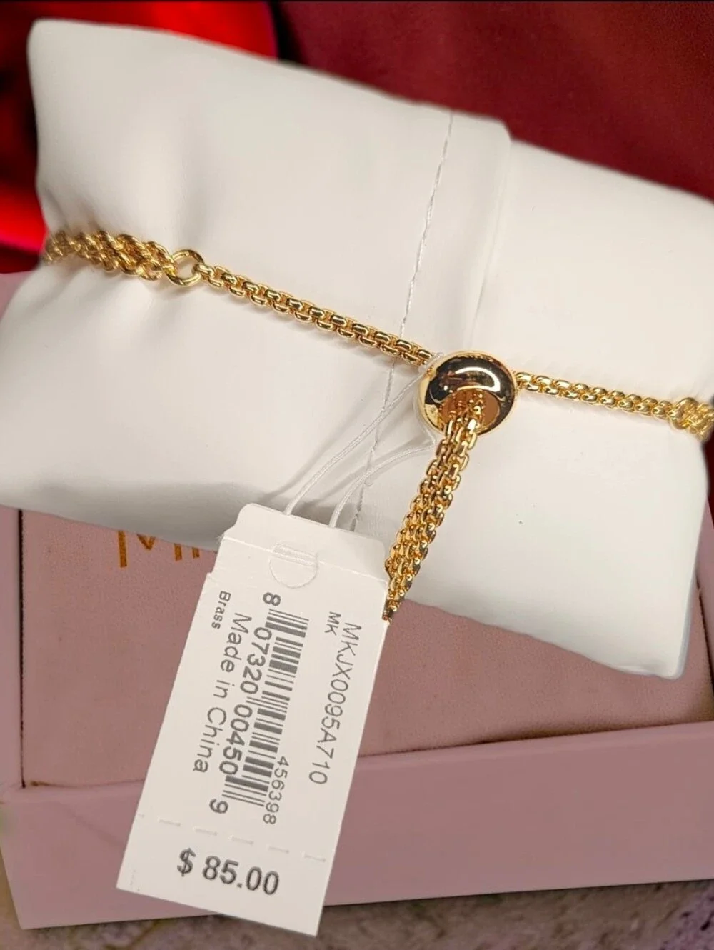 Michael Kors Gold-Tone Fulton Logo Double-Layer Chain Bracelet NWT